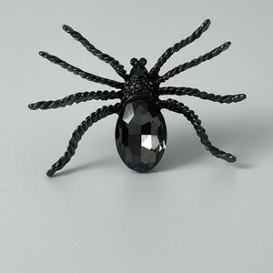 Black‎ Spider Brooch Pin Crystal